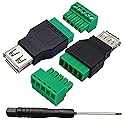 AAOTOKK USB 2.0 A Screw Terminal Block Adapter USB 2.0 A Female to 5 Pin/Way Female Bolt Screw Shield terminals Pluggable Type Adapter Connector