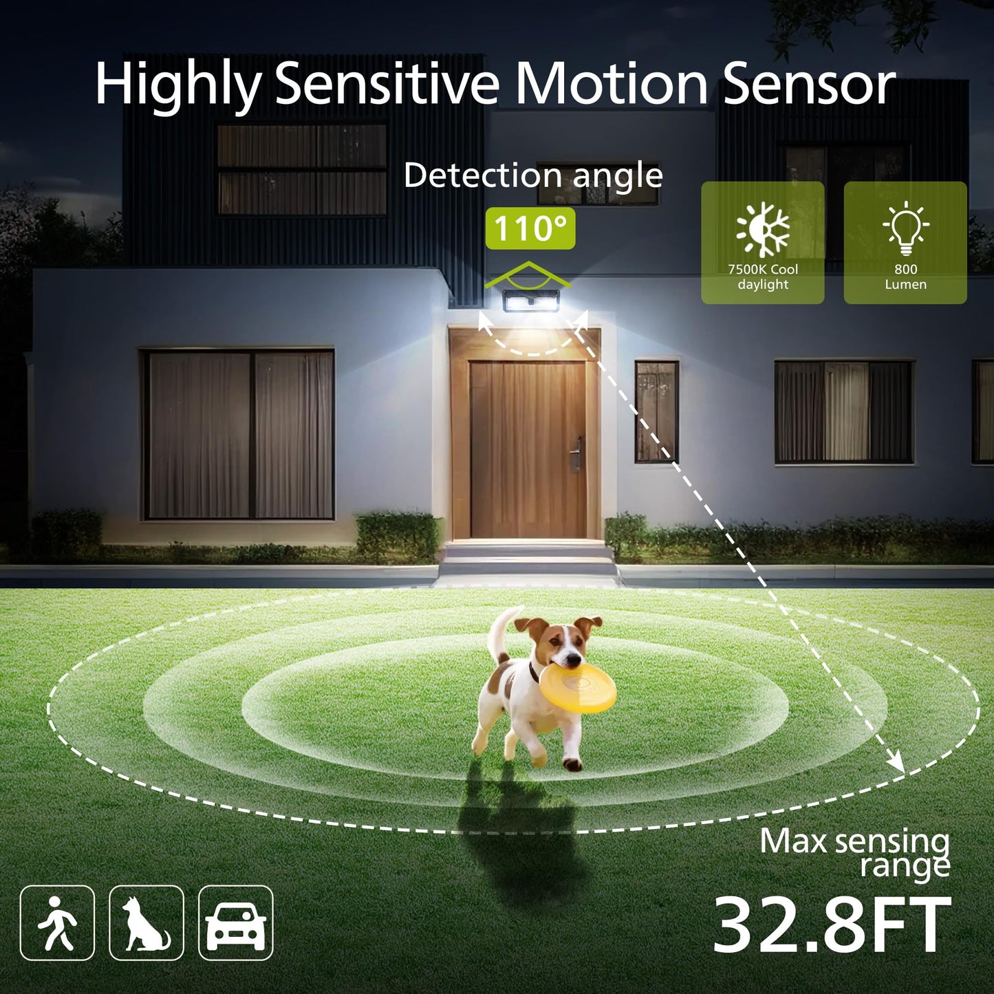 Philips Solar Lights Motion Sensor Outdoor, 258 LEDs Solar Powered Security Lights, 3 Lighting Modes, Waterproof Wall Light for Outside Yard Fence