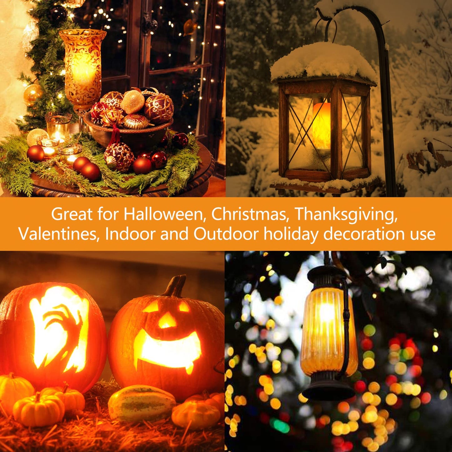 Bitrue LED Flame Effect Light Bulb, 4 Modes Flame Light Bulbs, E26 Base Fire Light Bulb with Gravity Sensor,Flickering Light Bulbs Halloween Home