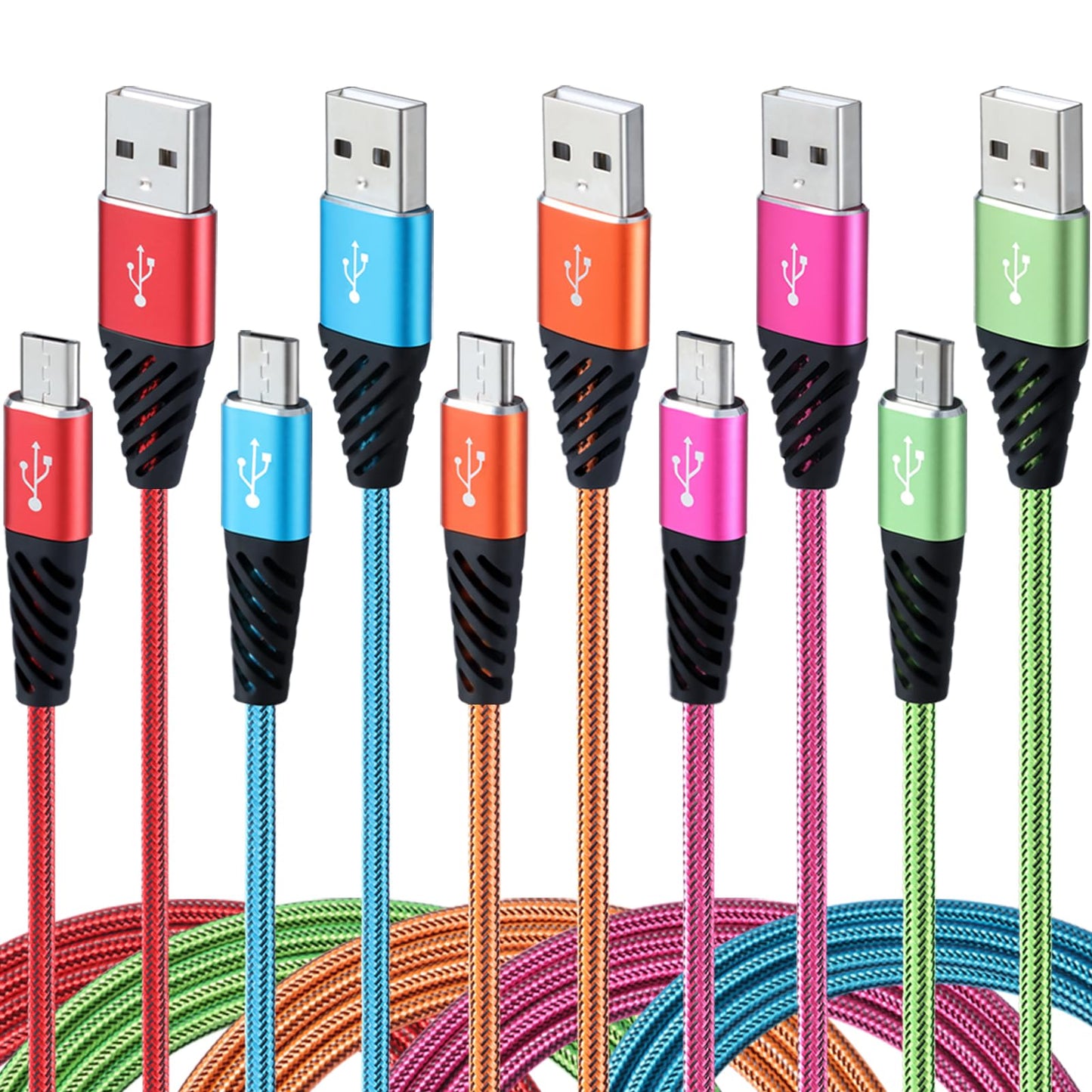 Bynccea Micro USB Cable Fast Charge,Nylon Braided Android USB Cable 6FT 5-Pack Phone Charging Cord Compatible with Samsung Galaxy S6 S7 Edge J3