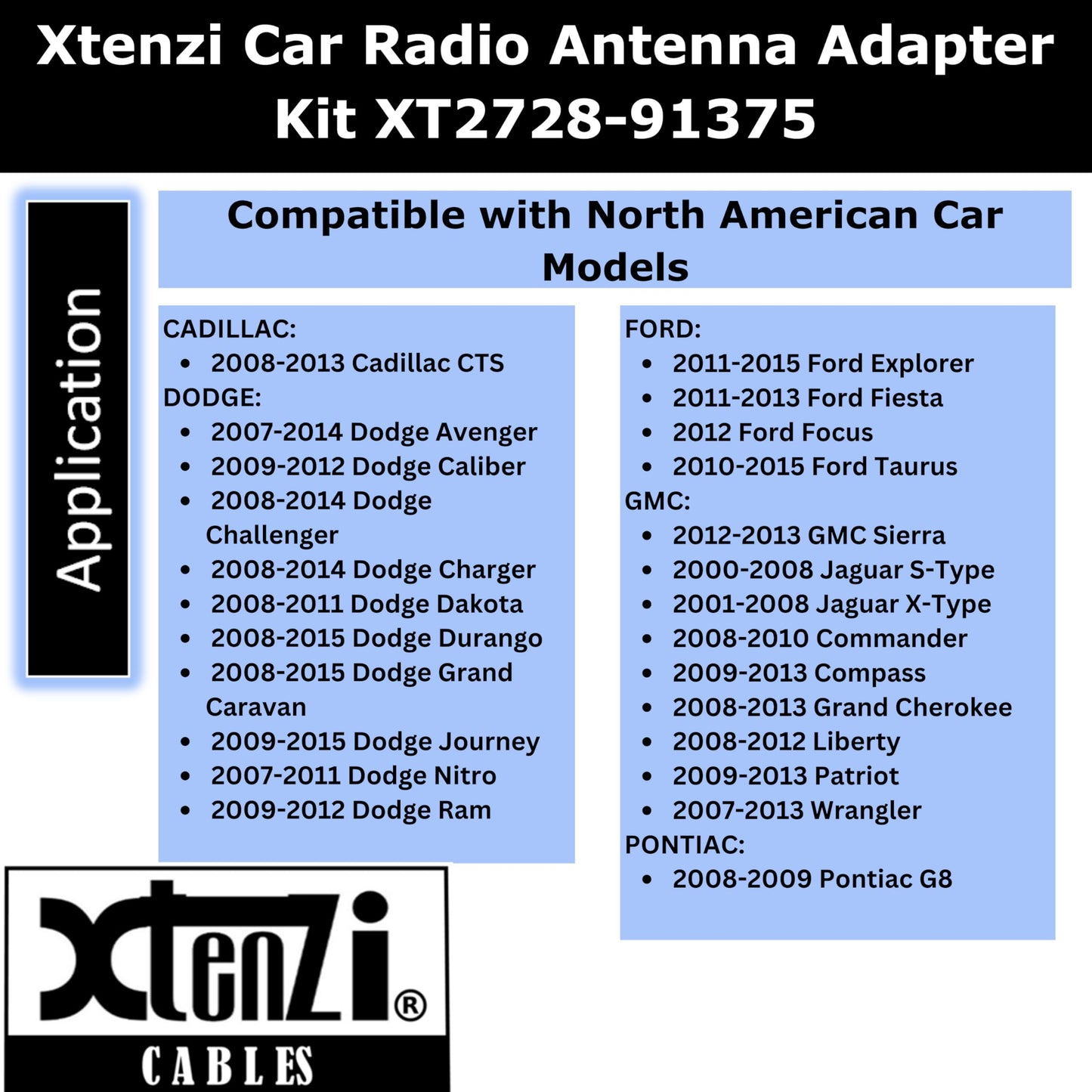 Xtenzi Car Radio Antenna Adapter Kit XT2728 Compatible with BMW, Chevrolet, Chrysler, Mercedes 2000-Up