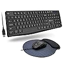 X9 Wired Keyboard and Mouse Combo | USB Mouse and Keyboard (Mouse Pad Included) Ergonomic Full Size Corded Computer Keyboard and Mouse for PC Windows