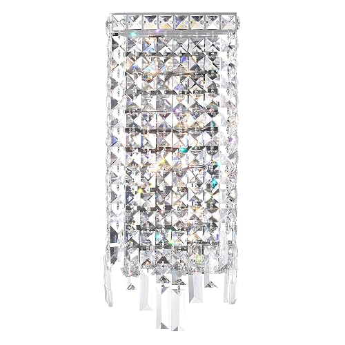Colosseum Chrome 7" Wide Wall Light for Hallway, 4-Light Sconce with E12 Base & Faceted Crystals - LED Compatible, BACL Certified