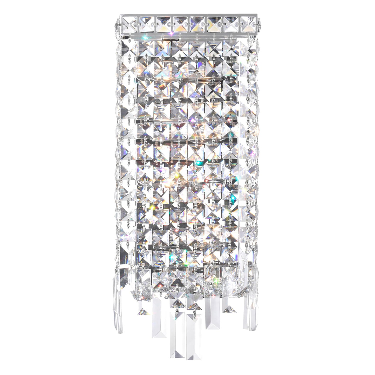 Colosseum Chrome 7" Wide Wall Light for Hallway, 4-Light Sconce with E12 Base & Faceted Crystals - LED Compatible, BACL Certified