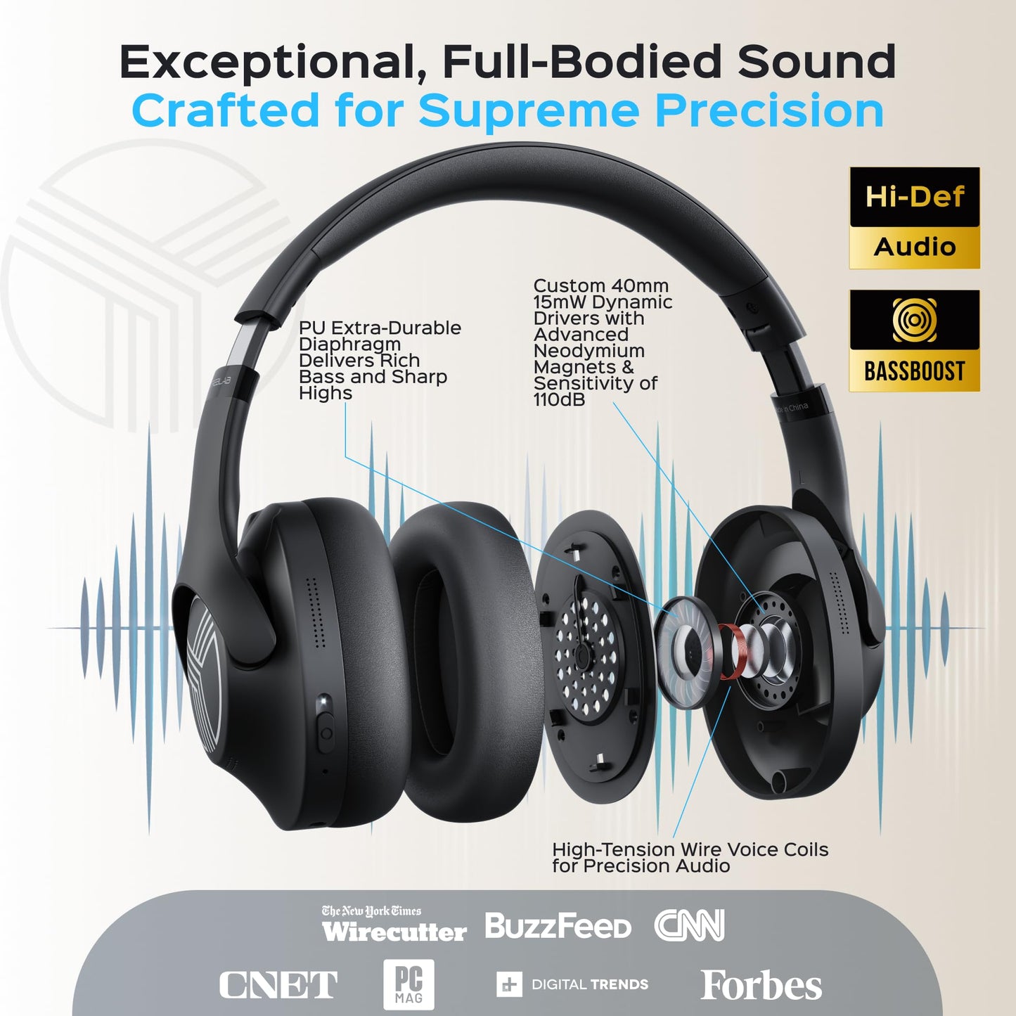 TREBLAB Z2 Hybrid Active Noise Cancelling Workout Headphones - Signature-HD Sound, Deep Bass, 58H Battery, Comfortable, Foldable Over Ear Bluetooth…
