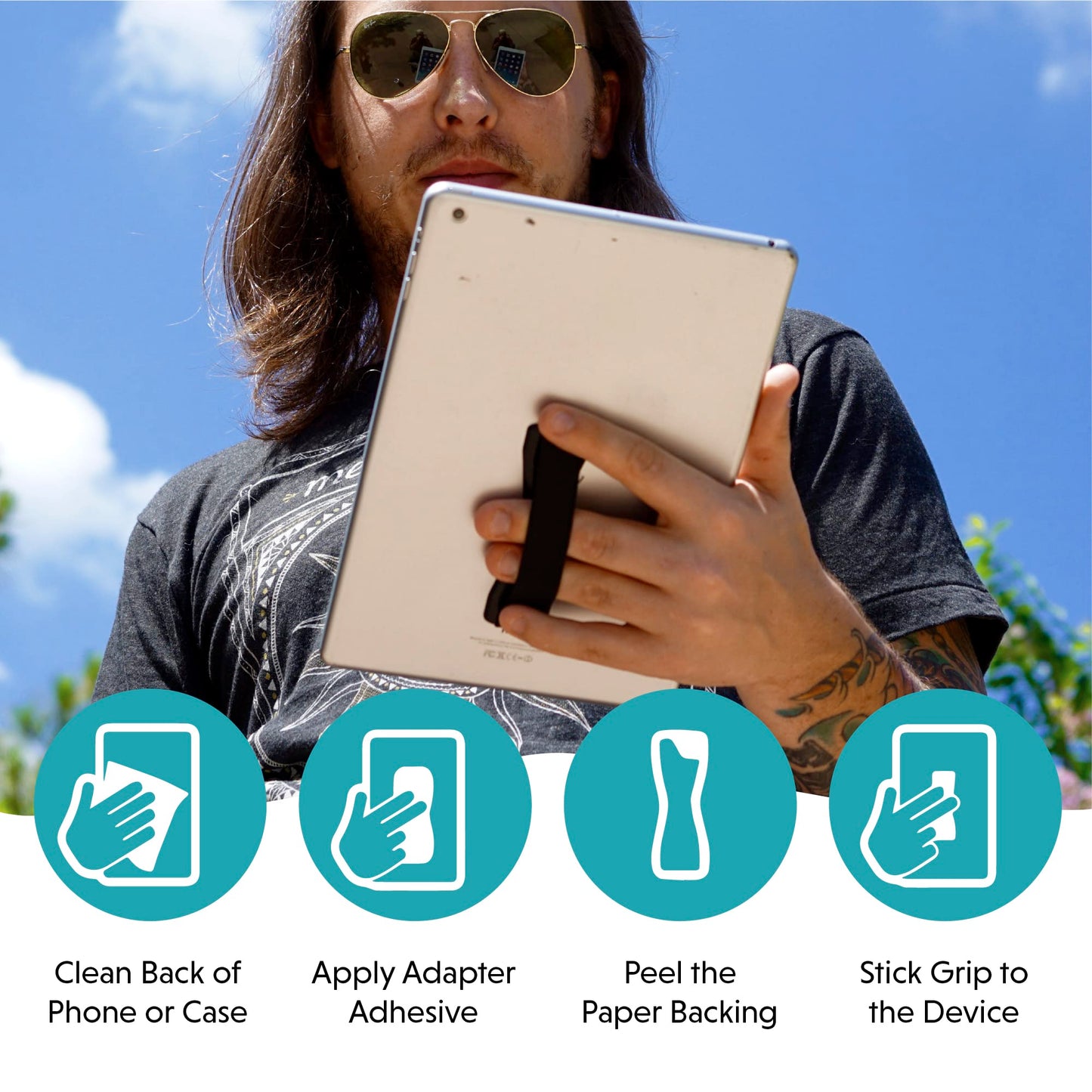 LOVEHANDLE Tablet/XL Grip for Most Tablets and Large Smartphones- Rose