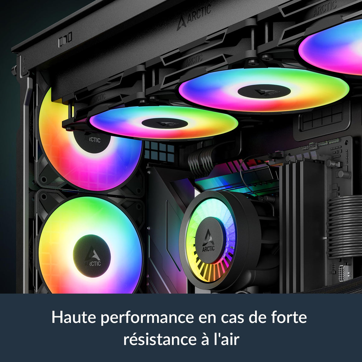 ARCTIC P12 Pro A-RGB LN - 3 Pack - Low-Noise Premium Fan, 120 mm PWM Fan with Y-Cable Splitter, 450-2000 RPM, 0 RPM <5% PWM, 5V Digital RGB, Fluid