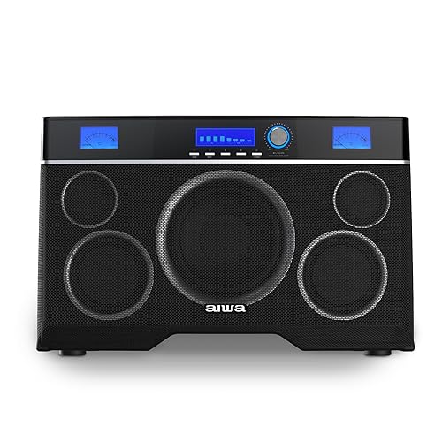 Aiwa Exos-10 Portable Bluetooth Speaker, 200W RMS Power, 6.5” Subwoofer, Deep Bass, Party Sync, Backlit Display, FM/BT/USB/AUX, Remote Control, Carry