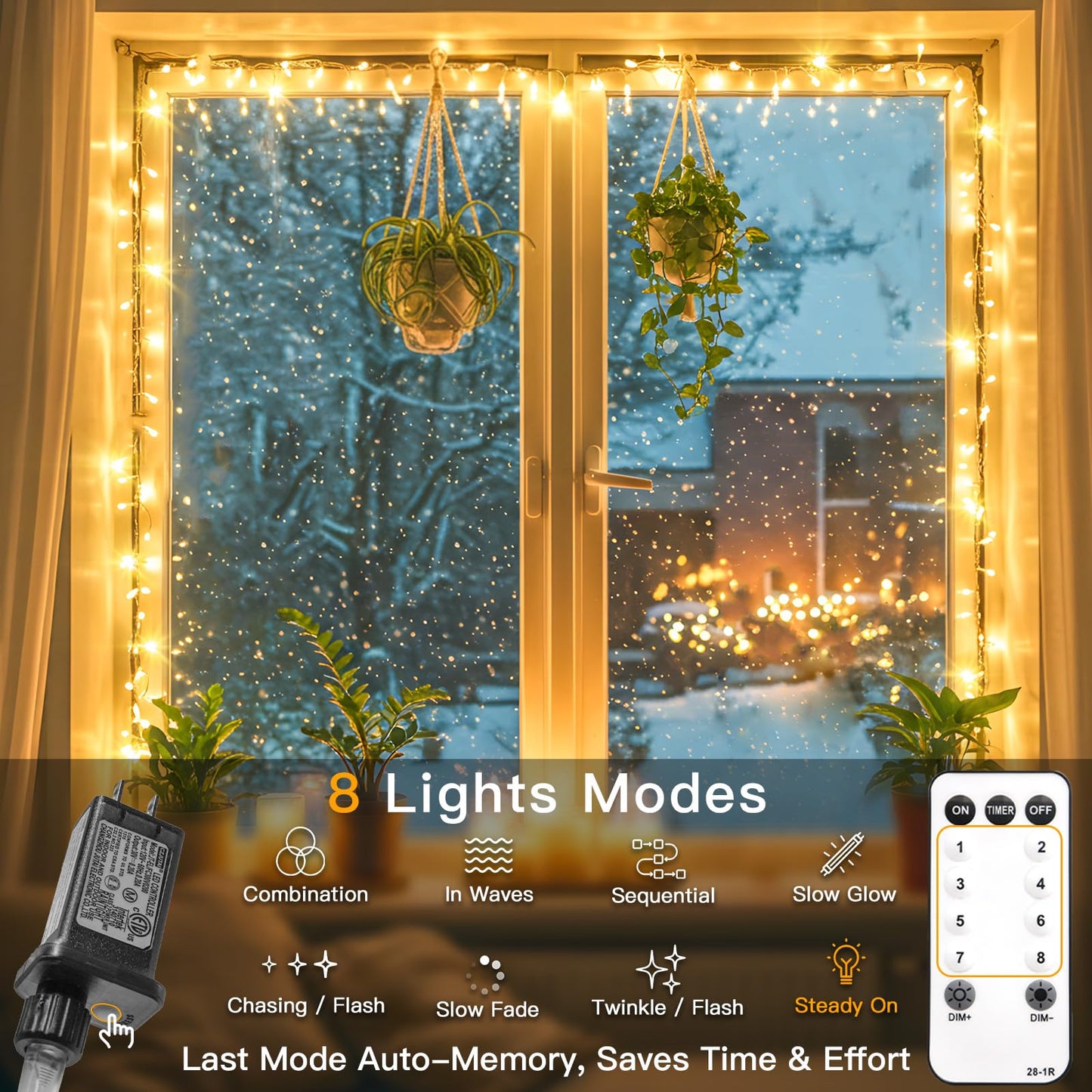 suddus Indoor String Lights with Remote, Warm White Christmas Lights Plug in with Timer, 33ft 100 LED Twinkle Fairy Lights for Bedroom Dorm Xmas Tree