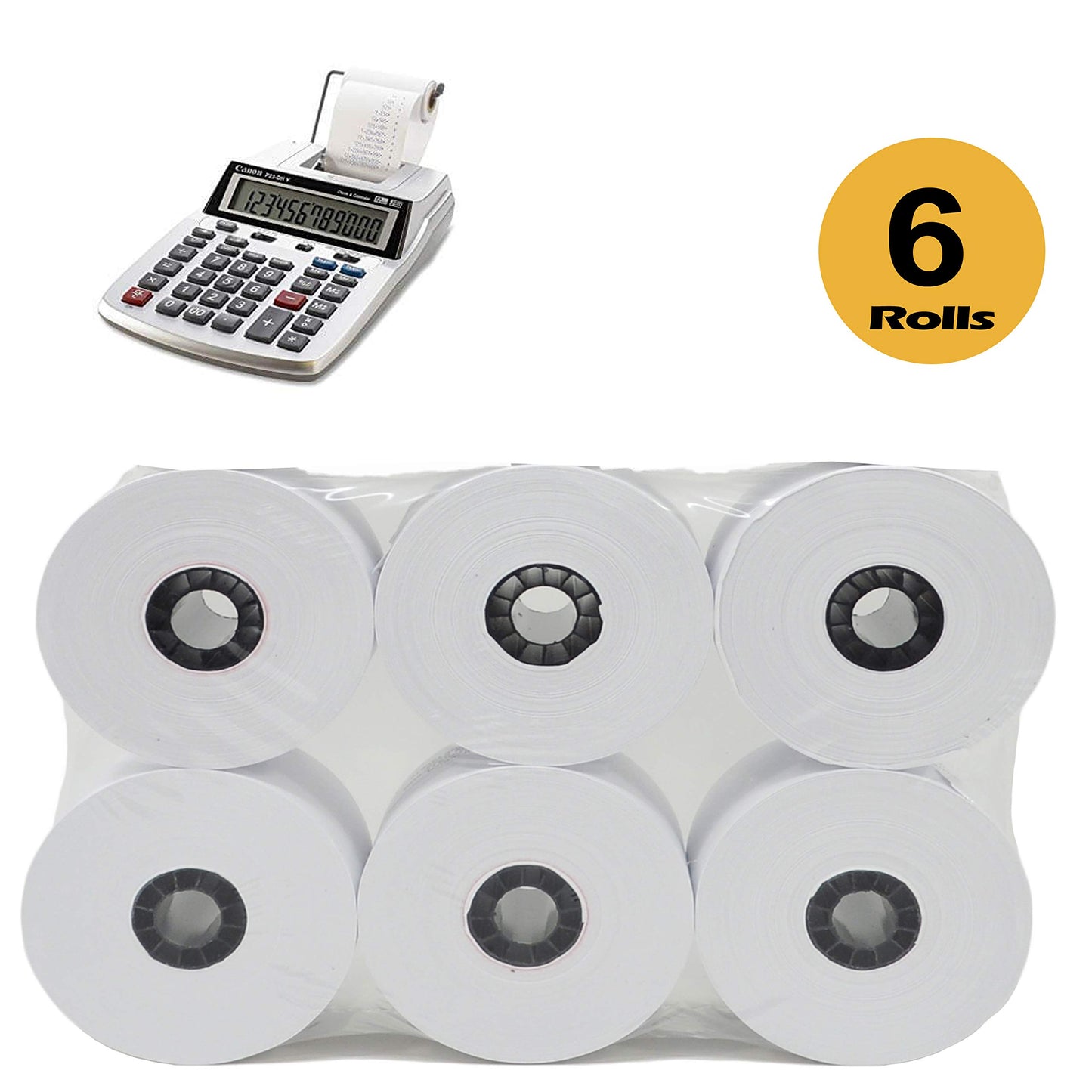 (6 Rolls) 2 1/4 x 150 ft, White, adding machine tape Paper Rolls, Premium One Ply Cash Register/Adding Machine/Calculator Roll Printing Calculator 10
