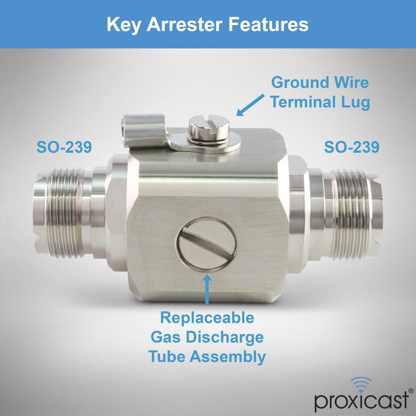 Proxicast Coaxial Lightning Arrester/Suppressor with UHF SO-239 Female Connectors - Pro-Grade Coax Cable Surge Protector for RF, HF, VHF, UHF, CB