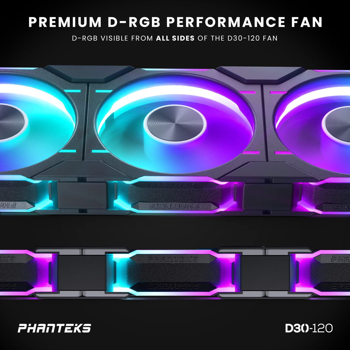 Phanteks D30 120mm ARGB PWM PC Case Fan, Daisy-Chain, Black