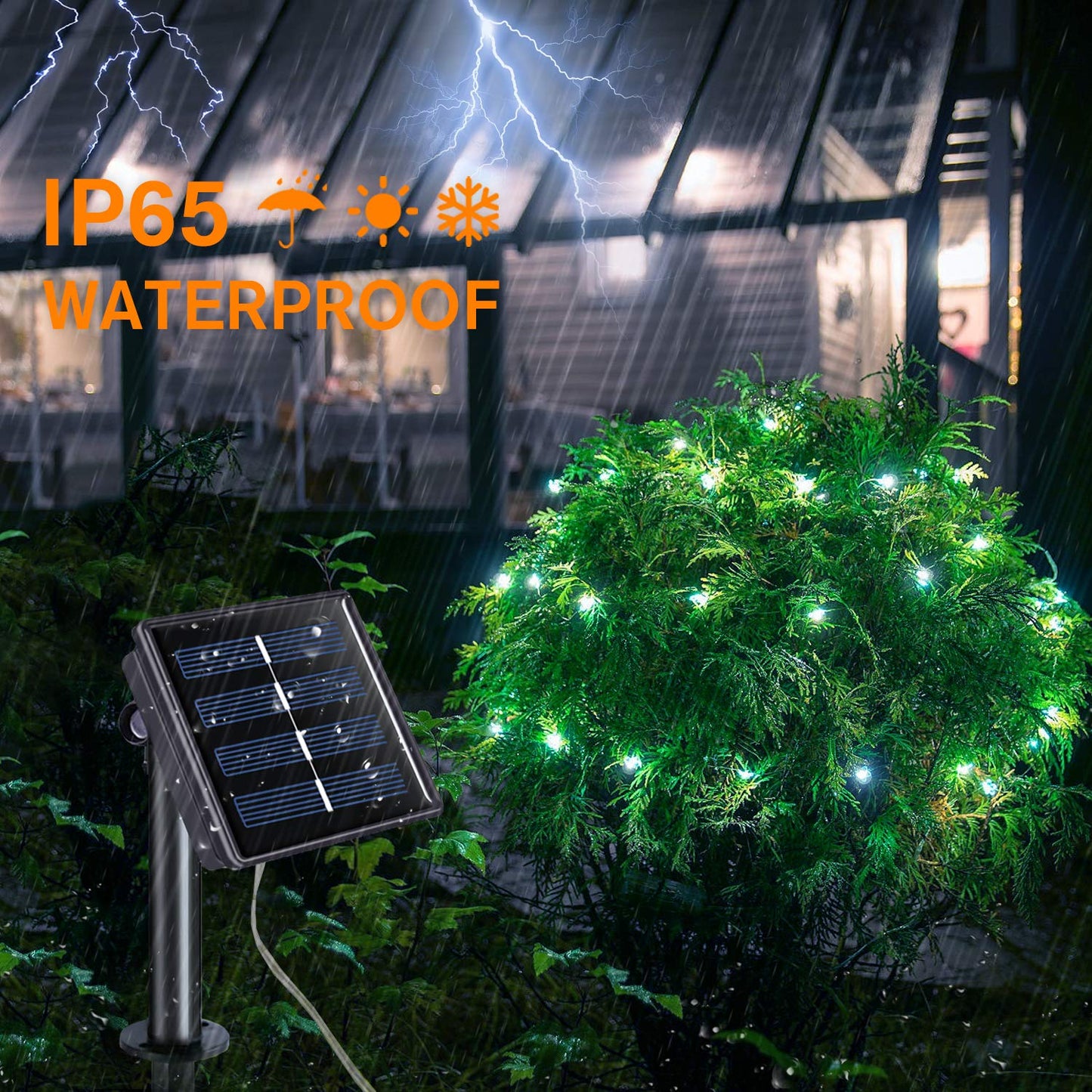 QITONG 2 Pack Upgraded PVC Solar Fairy Lights White, Each 33ft 100 LED String Lights Outdoor Waterproof, 8 Modes Solar Twinkle Mini Lights