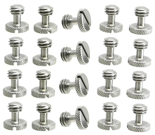 Steel Screws 3/8" Tripod Quick Release QR Plate Camera Flathead Slot Stainless SS Ideal for Manfrotto/Sachtler (20)