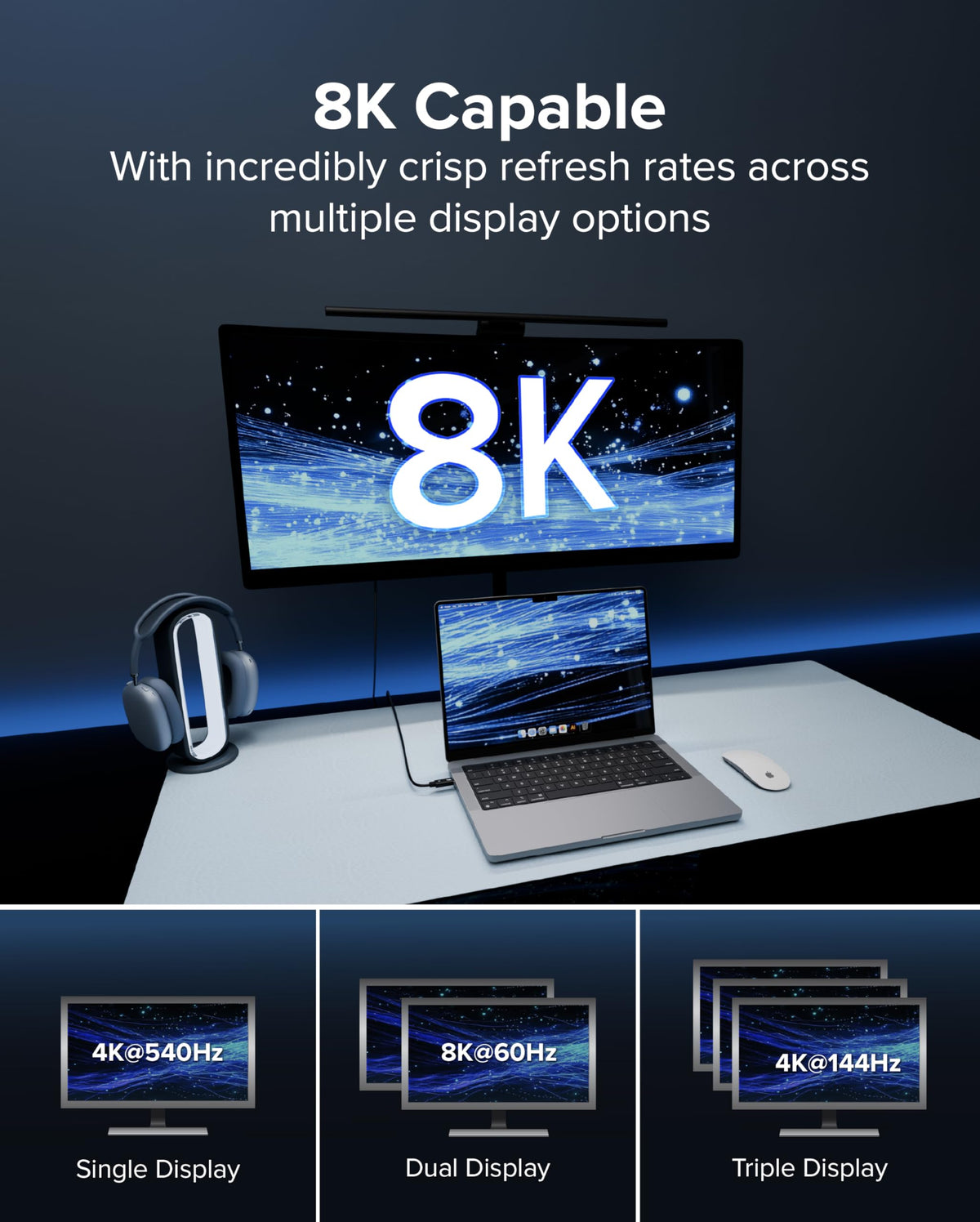 Plugable Thunderbolt 5 Cable with 80Gbps & 240W Charging, Driverless