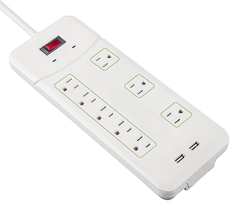 AblePower 8 Outlet Power Strip Surge Protector with 2 USB and transformer slots 3ft 15A 125V 900J