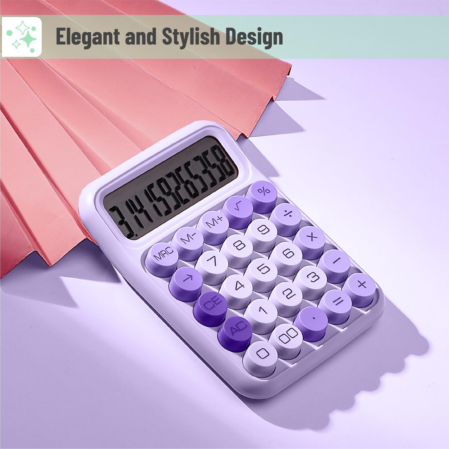 Mr. Pen- Mechanical Switch Calculator, 12 Digit Large LCD Display