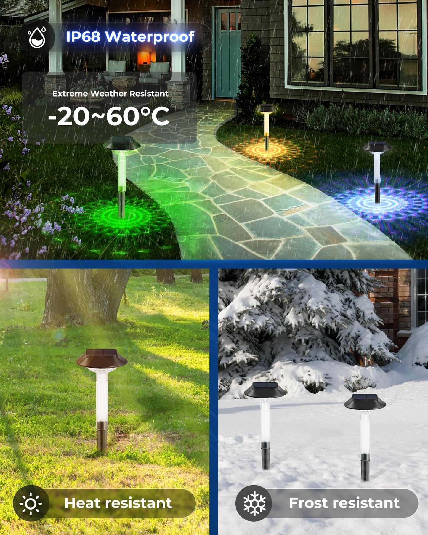 ALEPOD Solar Pathway Lights Outdoor 8 Pack, 7 Lighting Modes Solar Lights Outdoor Waterproof IP68, Landscape Lighting for Yard Pathway Backyard Lawn