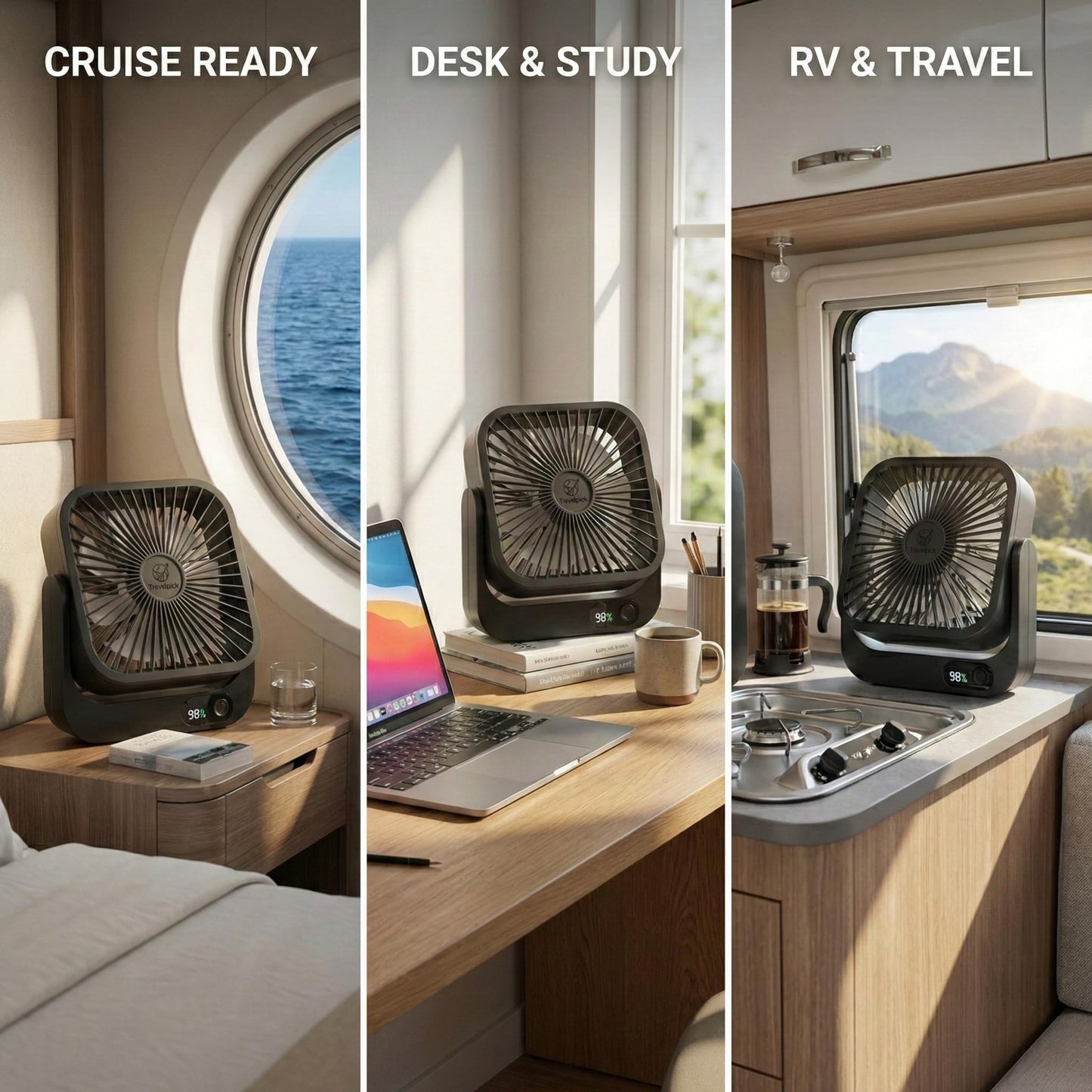 Travelpick Magnetic Fan for Cruise Ship Cabin Approved - 5000mAh 30-Hour Battery, 5-Speed Quiet Portable Cruise Fan, Cruise Essentials 2026, Cruise