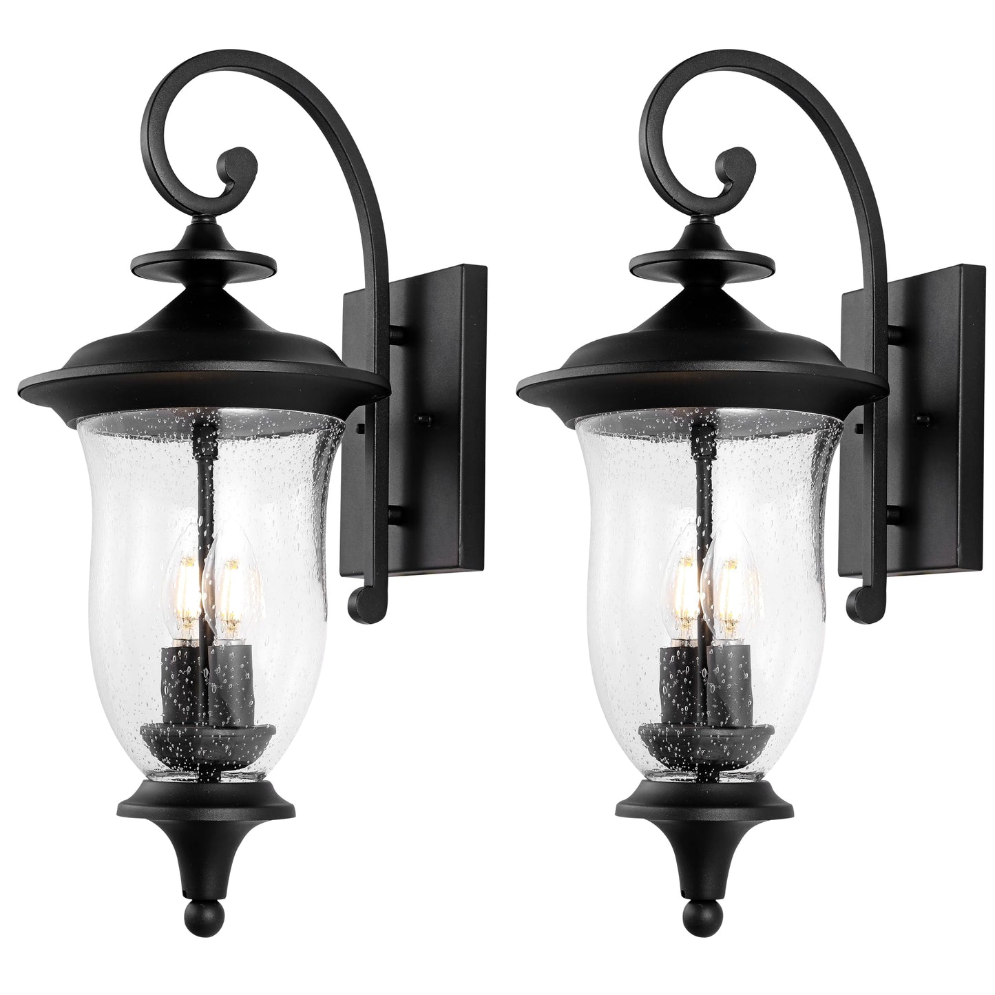 SAFAVIEH Lighting Collection Dowell Black 2-Light Outdoor Wall Sconce Set of 2