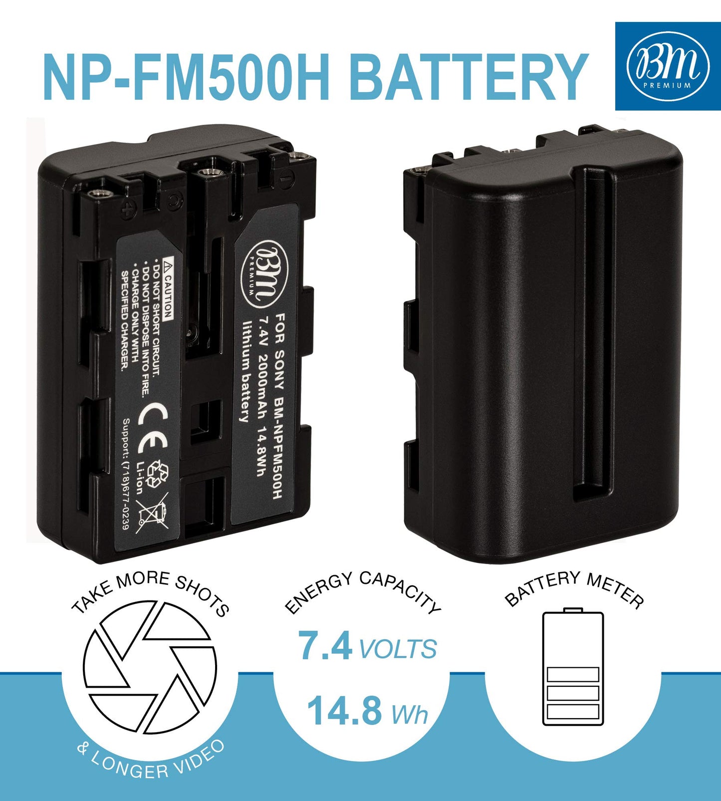 BM Premium 2 NP-FM500H NPFM500 Batteries and Charger for Sony Alpha a68, a77II, SLT-A57, A58, A65V, A77V, A99V, A200, A300, A350, A450, A500, A550