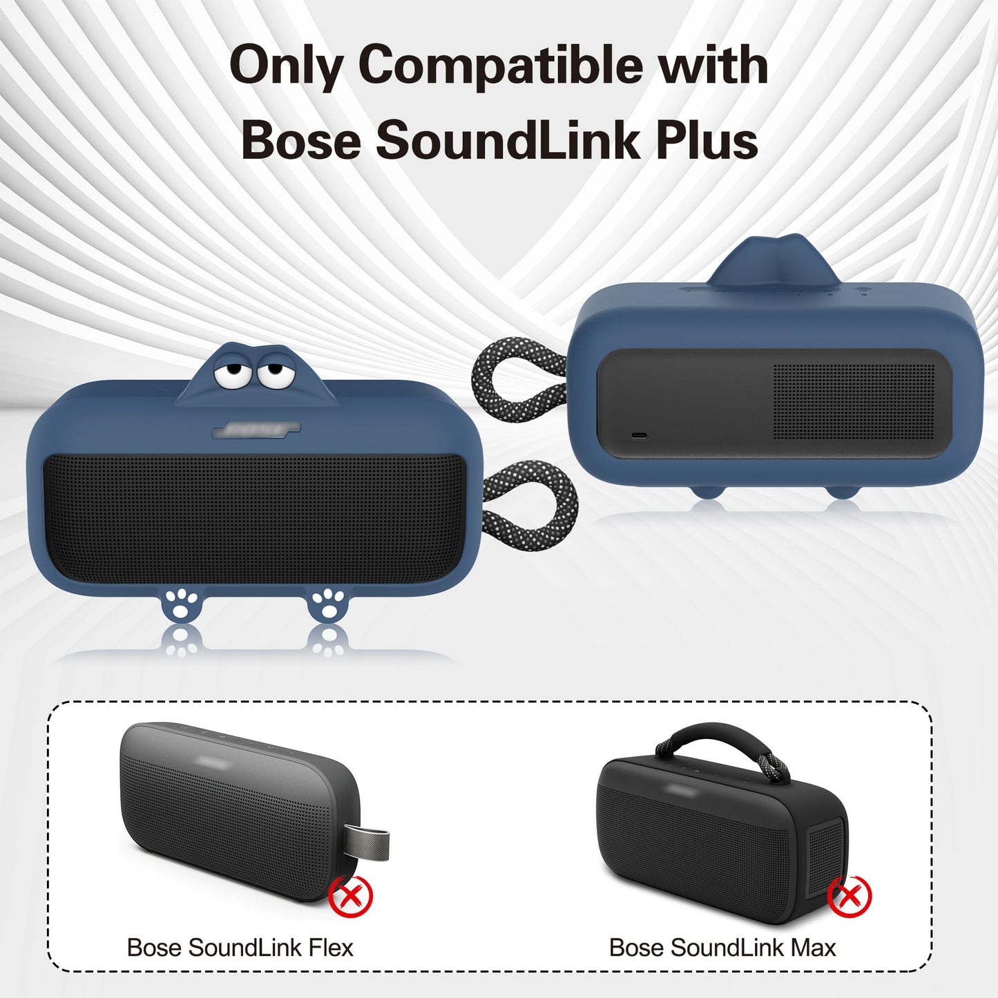 Silicone Case for Bose SoundLink Plus Portable Bluetooth Speaker,Soft Cute Cartoon Protective Case Against Scratch and Drop, Only Compatible with Bose