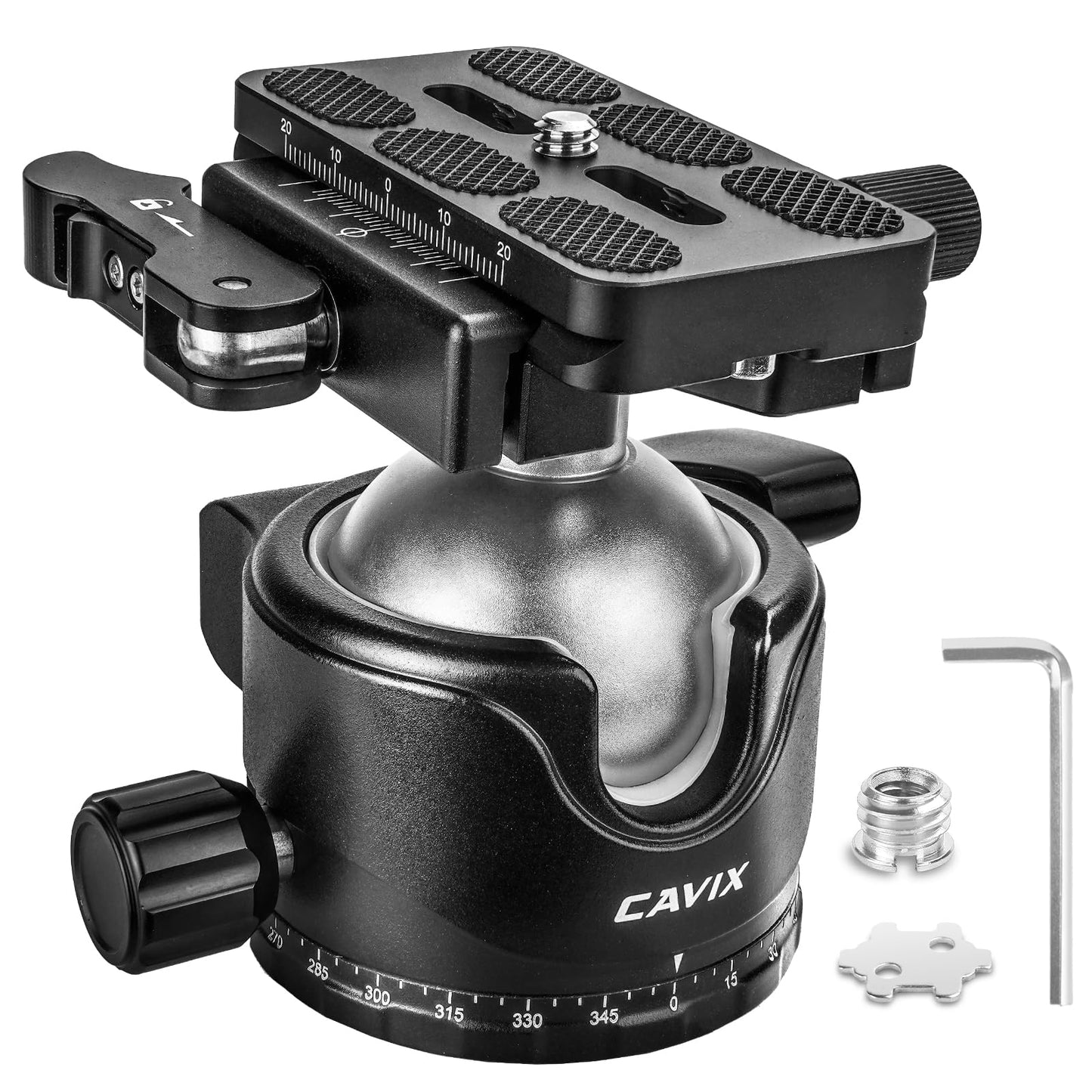 CAVIX H-46F Lever Tripod Head, Low Gravity Metal Ball Head Camera Head, Panoramic Ball Head with 1/4" Arca Swiss Quick Release Plate for Tripod