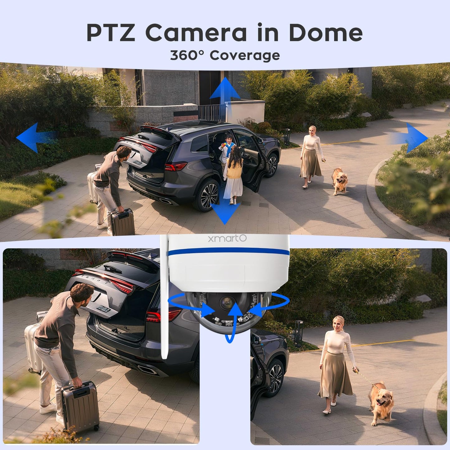 xmartO [2-Pack AI Tracking Ceiling CAM 2K HD Metal Dome PTZ Wireless Security Camera with Automatic Tracking, 2-Way Audio and Night Vision (Standalone