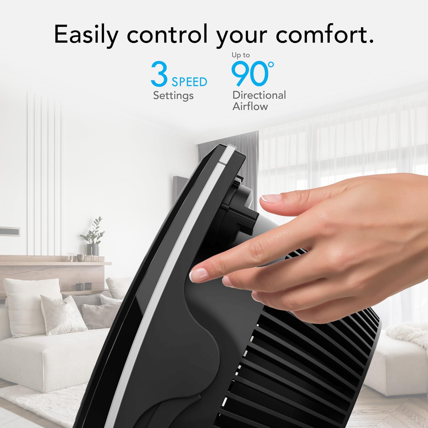 Vornado 673T Whole Room Air Circulator Fan, 3 Speed Settings, 90 Degree Pivoting Head, Deep Pitched Blades, Vortex Action Technology, Black Electric