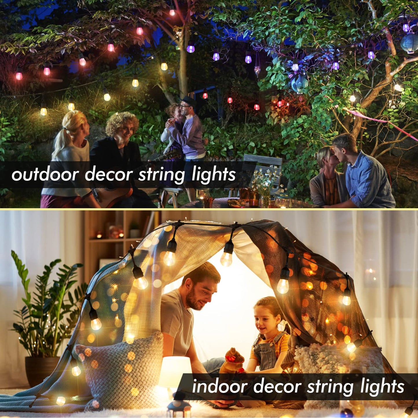 IPStank 96FT Solar Outdoor String Lights, 30 Shatterproof Edison LED Bulbs, Dimmable RGB Color Changing Patio Lights Waterproof with Remote. for Patio