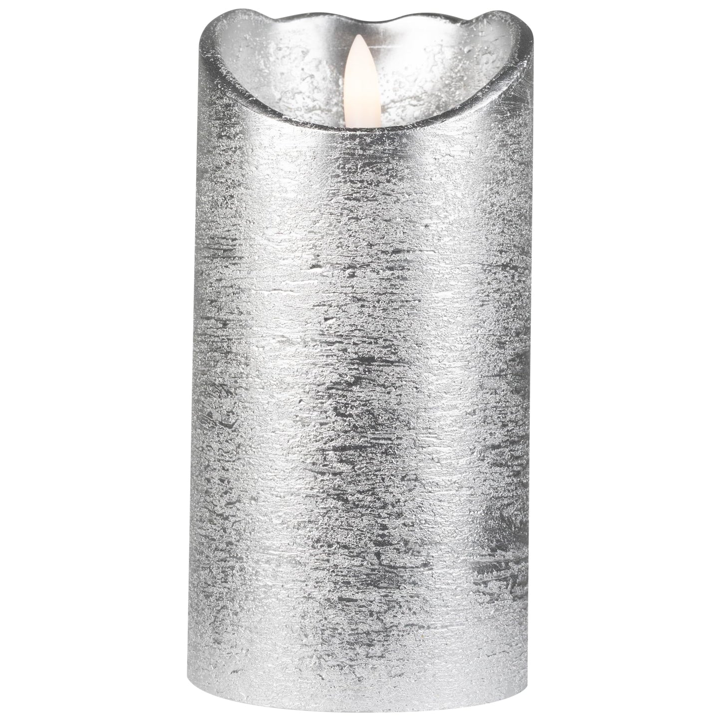 Northlight Lighted LED Flameless Flickering Pillar Christmas Candle - 6" - Silver