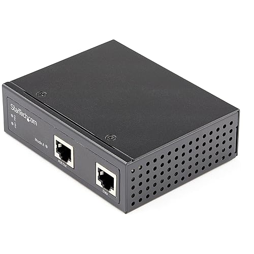 StarTech.com Industrial Gigabit Ethernet PoE Injector - 30W 802.3at PoE+ Midspan 48V-56VDC DIN Rail Power Over Ethernet Injector Adapter - -40C