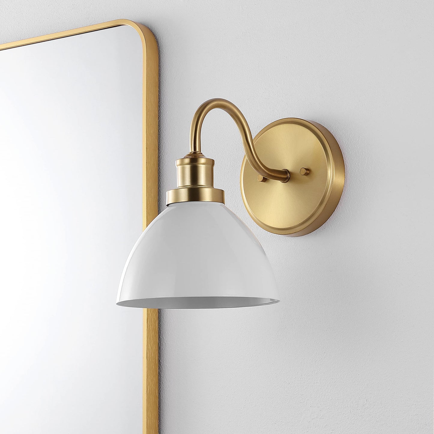 SAFAVIEH Lighting Collection Genetta Gold/White Shade Dome Single Wall Sconce