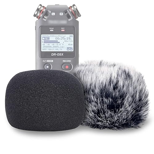 YOUSHARES DR05X Windscreen Muff and Foam Compatible with Tascam DR-05X DR-05 Mic Recorders, DR05X Indoor Outdoor Microphone Wind Screen (2 PACK)