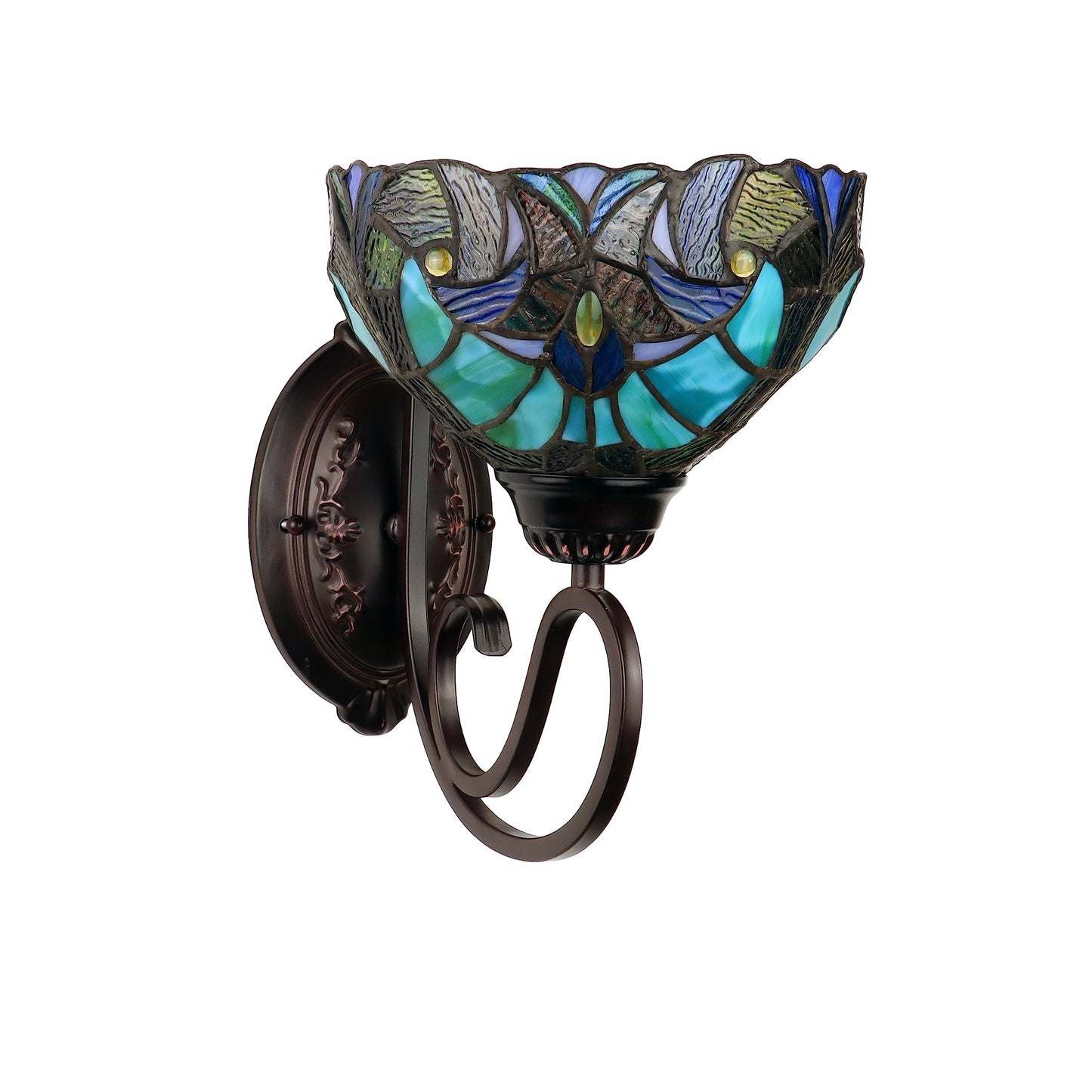 Chloe Lighting Liaison Victorian-Style 1-Light Antique Dark Bronze Finish Wall Sconce 8" Shade