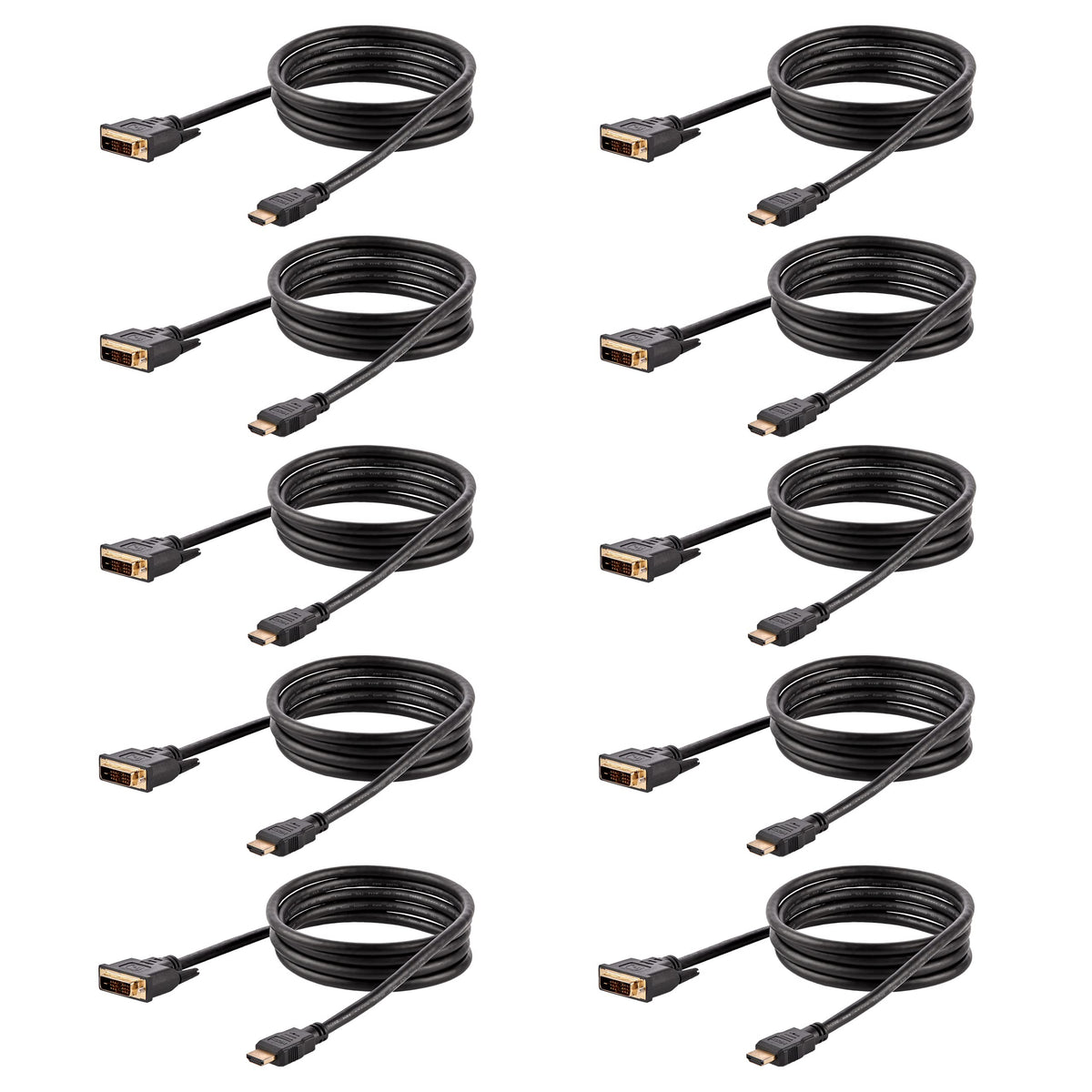 StarTech 10-Pack 6ft HDMI to DVI-D Cable, Black (HDMIDVIMM610PK)
