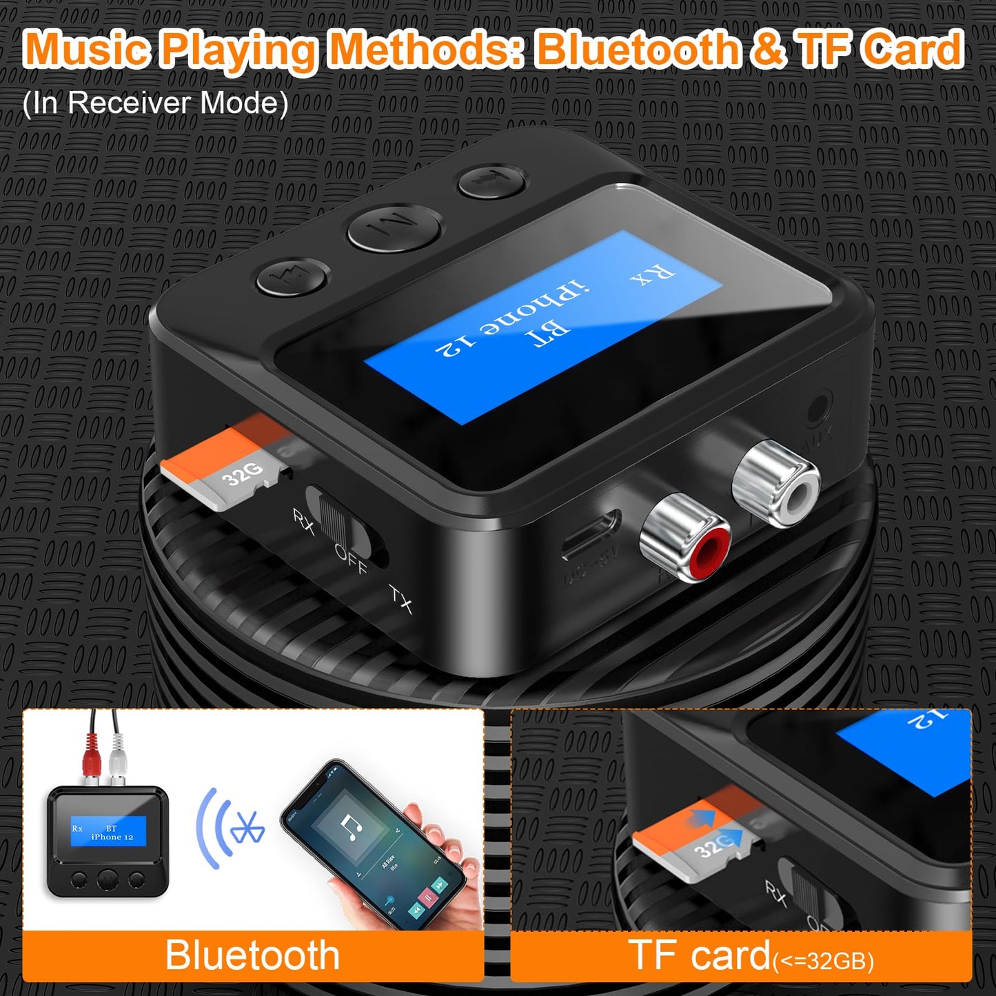 Bluetooth Transmitter Receiver for TV, with RCA 3.5mm AUX & Display Audio Adapter for Home Stereo, Bluetooth Transmitter
