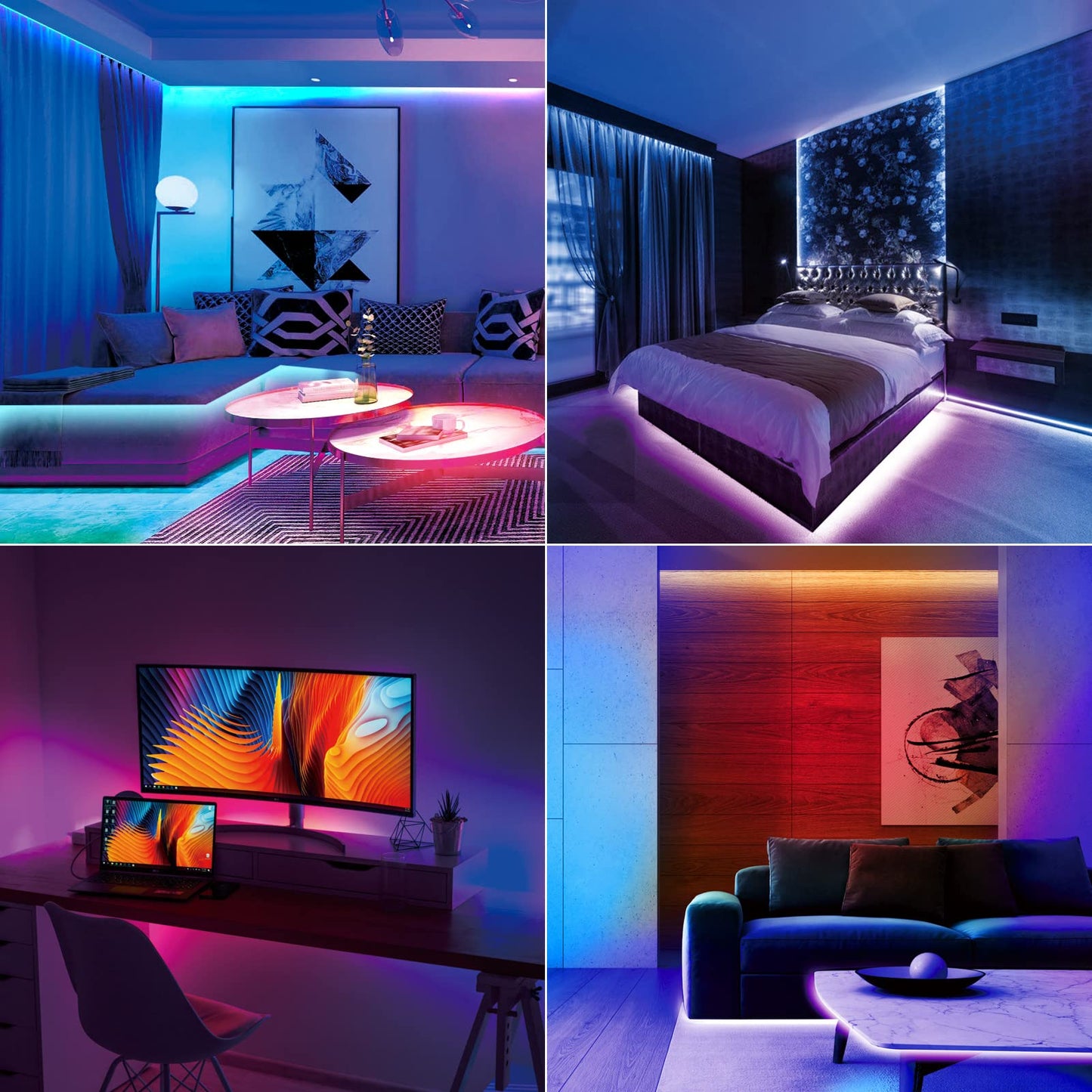 RGB COB Led Strip Kit, 9.8FT Ultra Bright (840LEDs/m) Bluetooth Led Lights with Smart App Control Remote, 24V Music Sync Led Lights, Color Changing