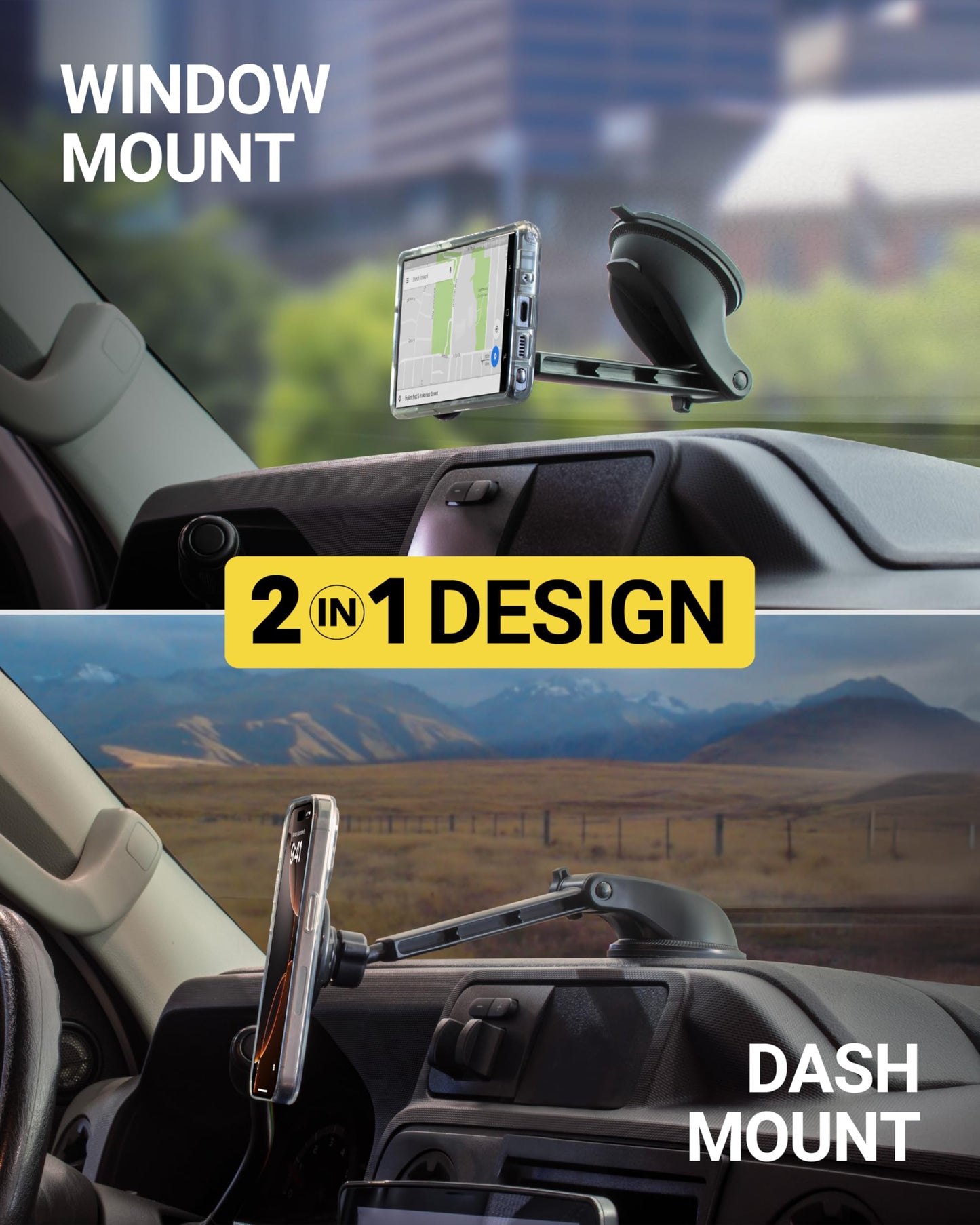 Scosche MagicMount MS Flip MagSafe Phone Stand, Magnetic Cell Phone Holder for Car Windshield/Dashboard, Suction Cup Phone Mount Compatible