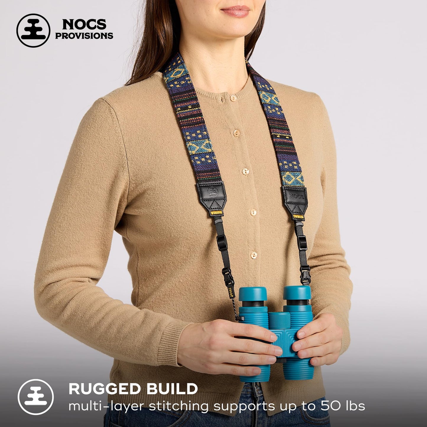 Nocs Provisions NocLoc Woven Tapestry Strap, Binocular & Camera Carry Accessory for All?Day Comfort Hold - Midnight