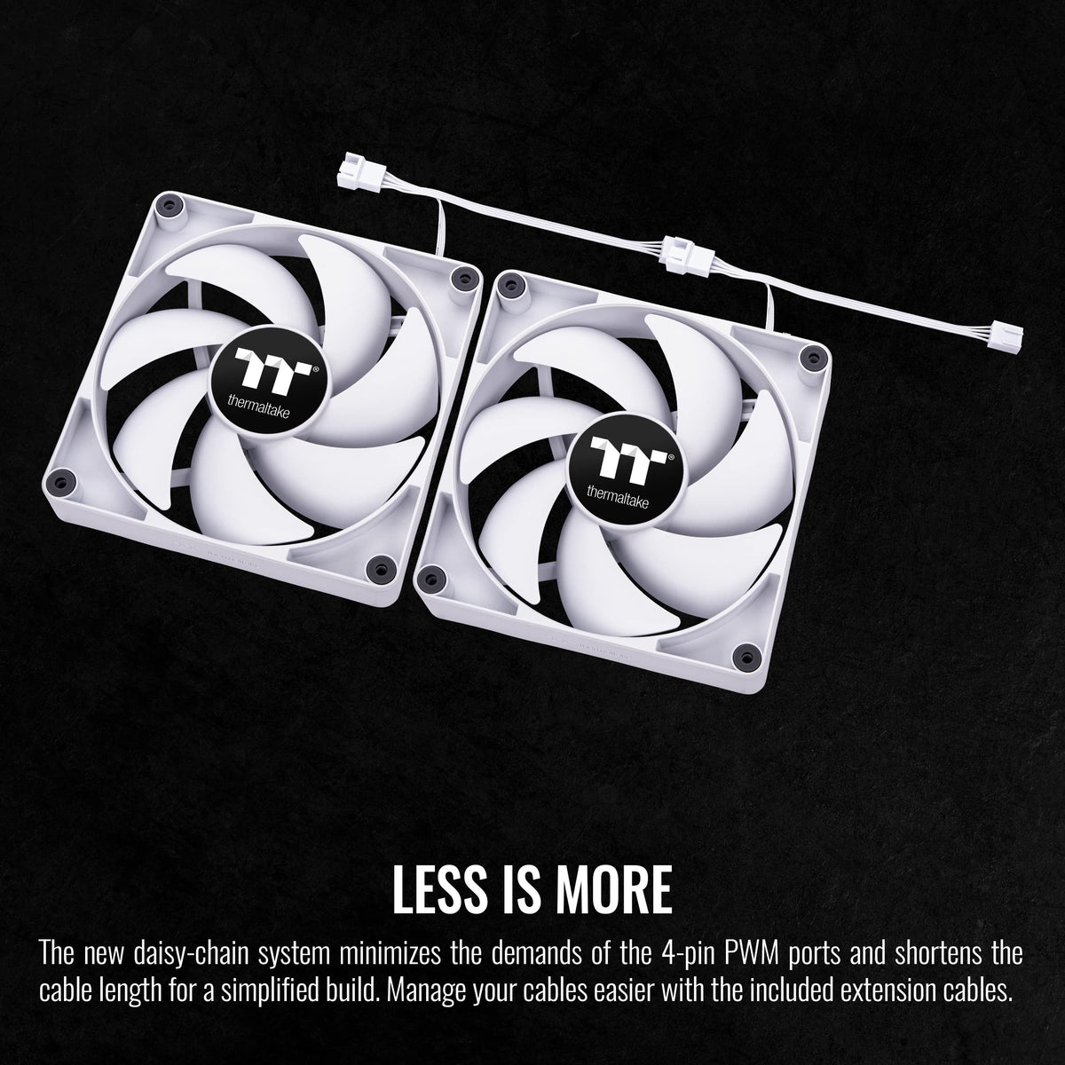 Thermaltake CT120 PC Cooling Fan White (2-Fan Pack), Daisy-Chain Design, Fan speeds up to 2000 RPM, 120 mm Hydraulic Bearing Fan, Anti-Vibration