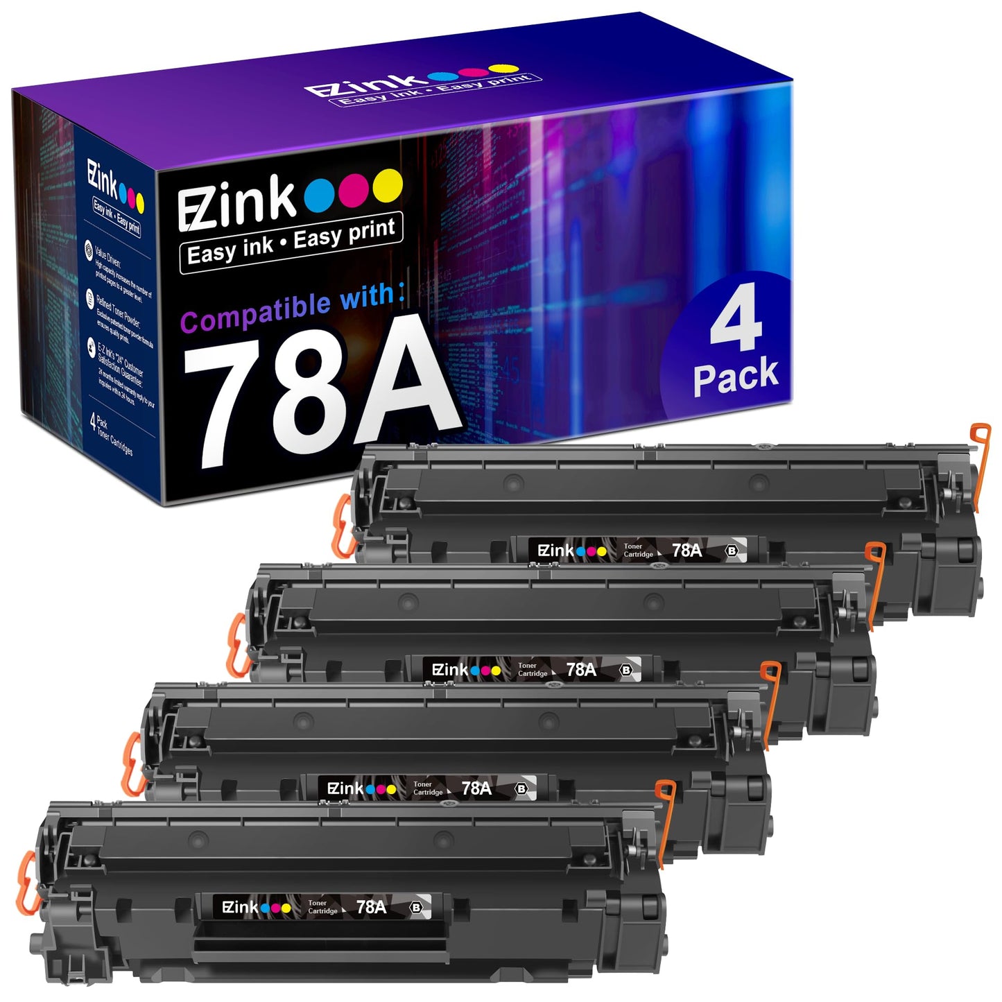E-Z Ink Compatible Toner Cartridge Replacement for HP 78A CE278A to use with Pro P1606dn, M1536dnf, P1566, P1560, P1606, M1536 Printer (Black?4 Pack)