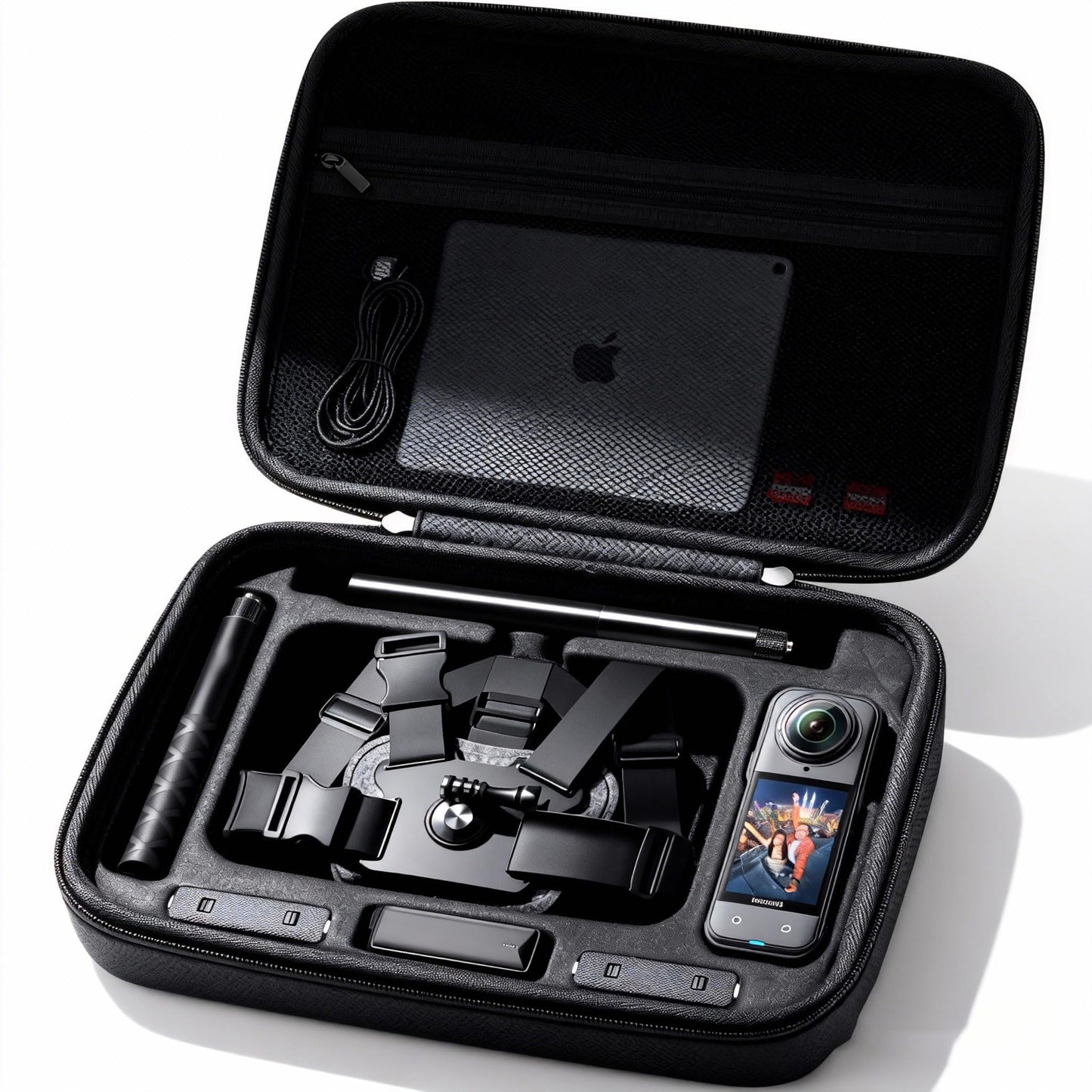 MeloSync Hard Shell Carrying Case for Insta360 X5 & X4X3 Cameras - EVA Lined, Large Capacity, Ideal for Accessories