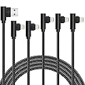 APFEN iPhone Cable 5 Pack(3/3/6/6/10FT) MFI Certified Cable Lightning Fast Charger Nylon Braided Data Cord 90 Degree Elbow for Game Video Compatible…