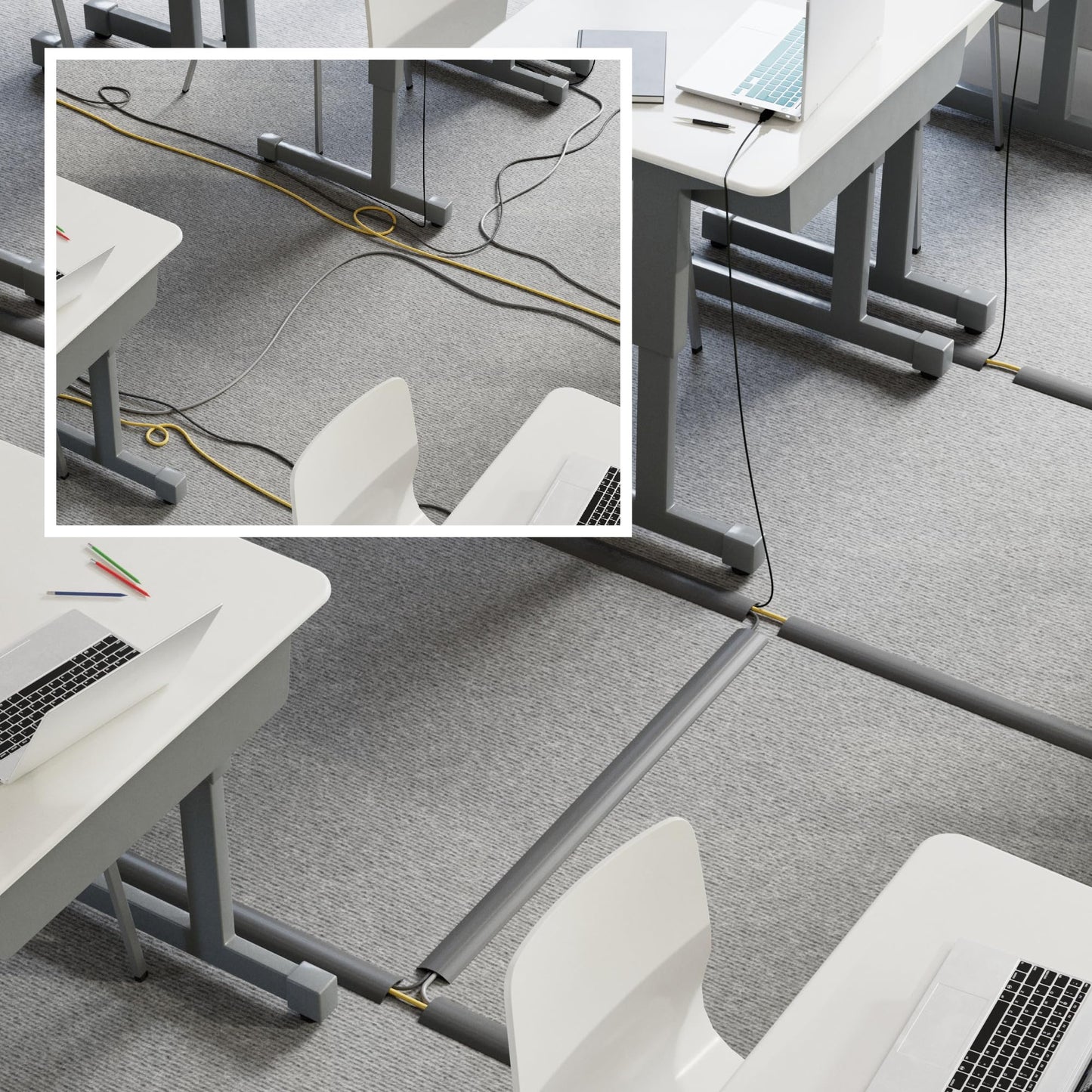 D-Line 30ft Floor Cord Cover, Floor Cable Protector, Extension Cord Cover, Protect Wires & Prevent Cable Trips, Cable Management Solution - Cord