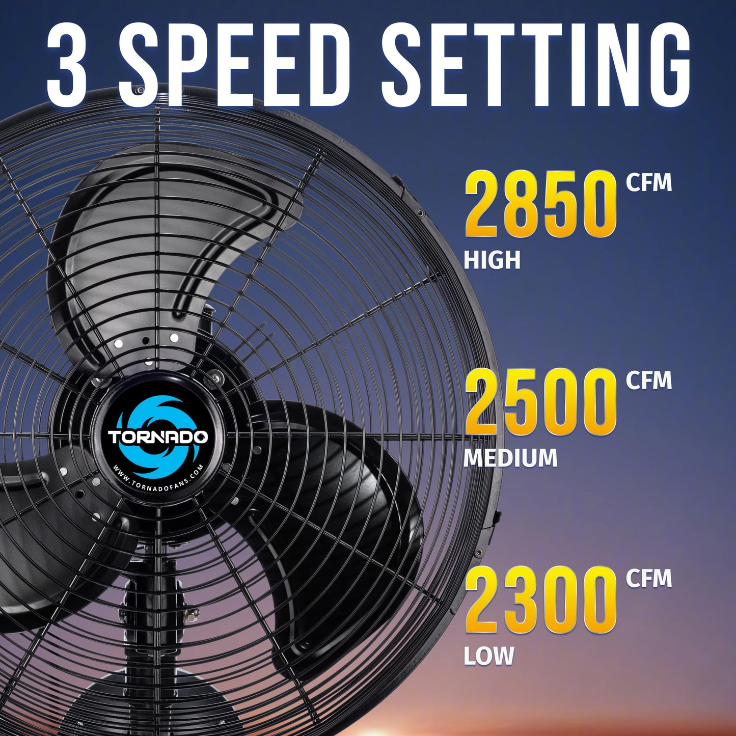 Tornado 16-Inch Pro Series Waterproof Outdoor Oscillating Wall Mount Fan - Heavy-Duty High-Velocity Metal Fan for Industrial, Commercial, Residential
