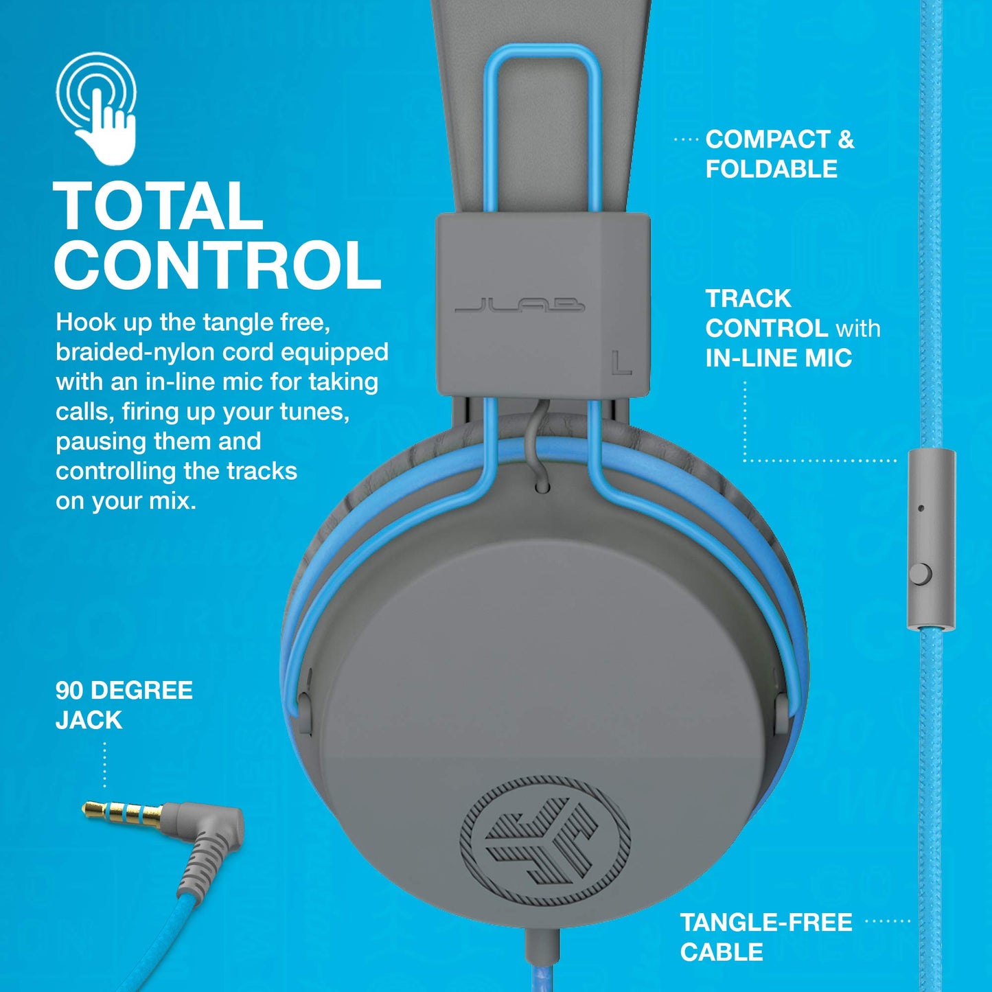 JLab JBuddies Studio On-Ear Kids Wired Headphones, Toddler Headphones, Kid Safe, Studio Volume Safe, Volume Limiter, Folding, Adjustable, Noise