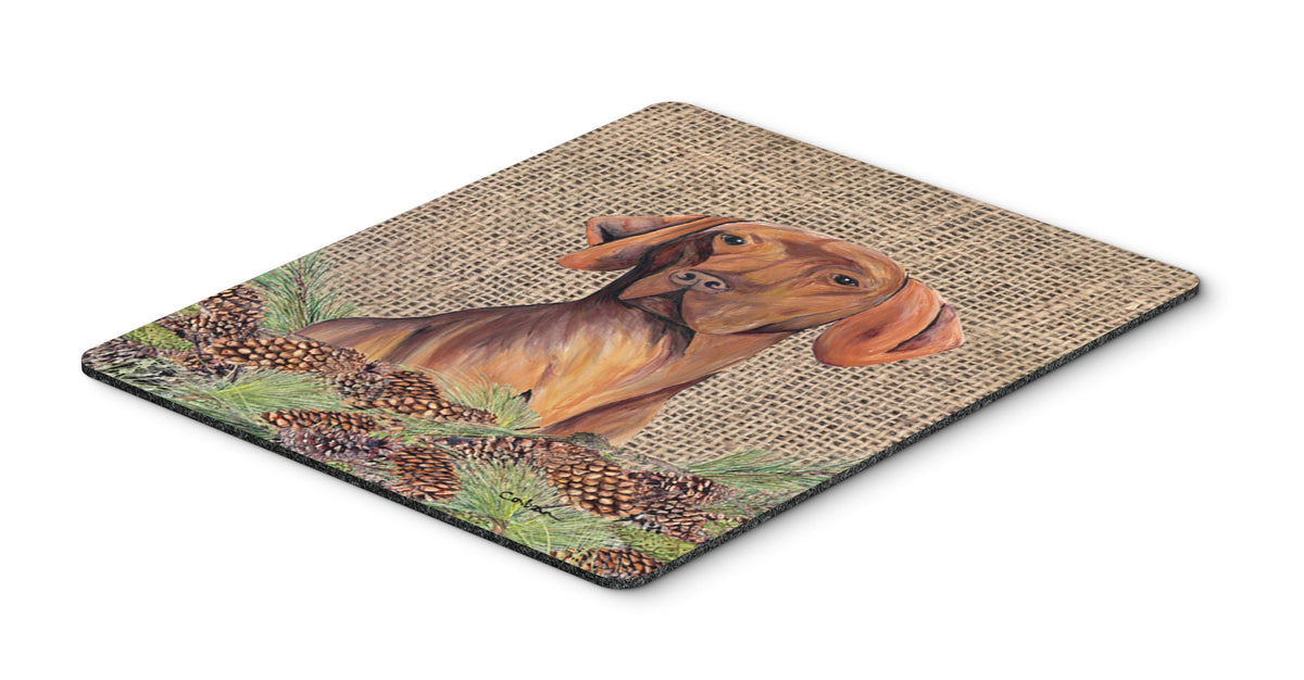 Caroline's Treasures SC9044MP Vizsla Faux Burlap and Pine Cones Mouse Pad, Hot Pad or Trivet for Home Office Gaming Working Computers Laptop Mouse