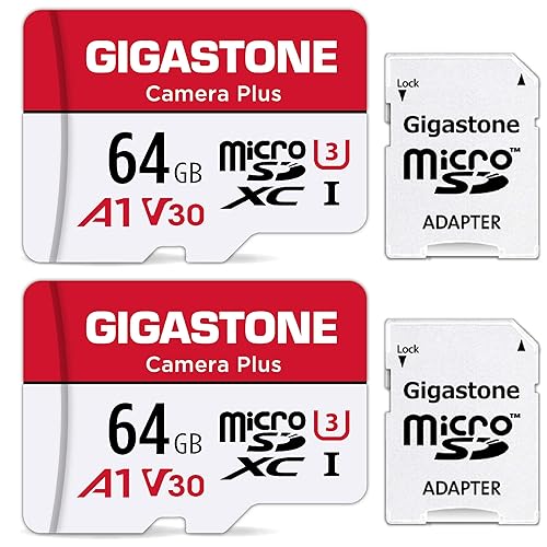 Gigastone 64GB Micro SD Card 2-Pack, Camera Plus, MicroSDXC Memory Card for Wyze Cam, Security Camera, Smartphone, Fire Tablet, 4K Video Recording
