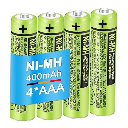 EOCIK BK-40AAABU 4 Pack NI-MH Rechargeable AAA Batteries 400mAh 1.2V AAA Rechargeable Battery for Panasonic Cordless Phones,Remote